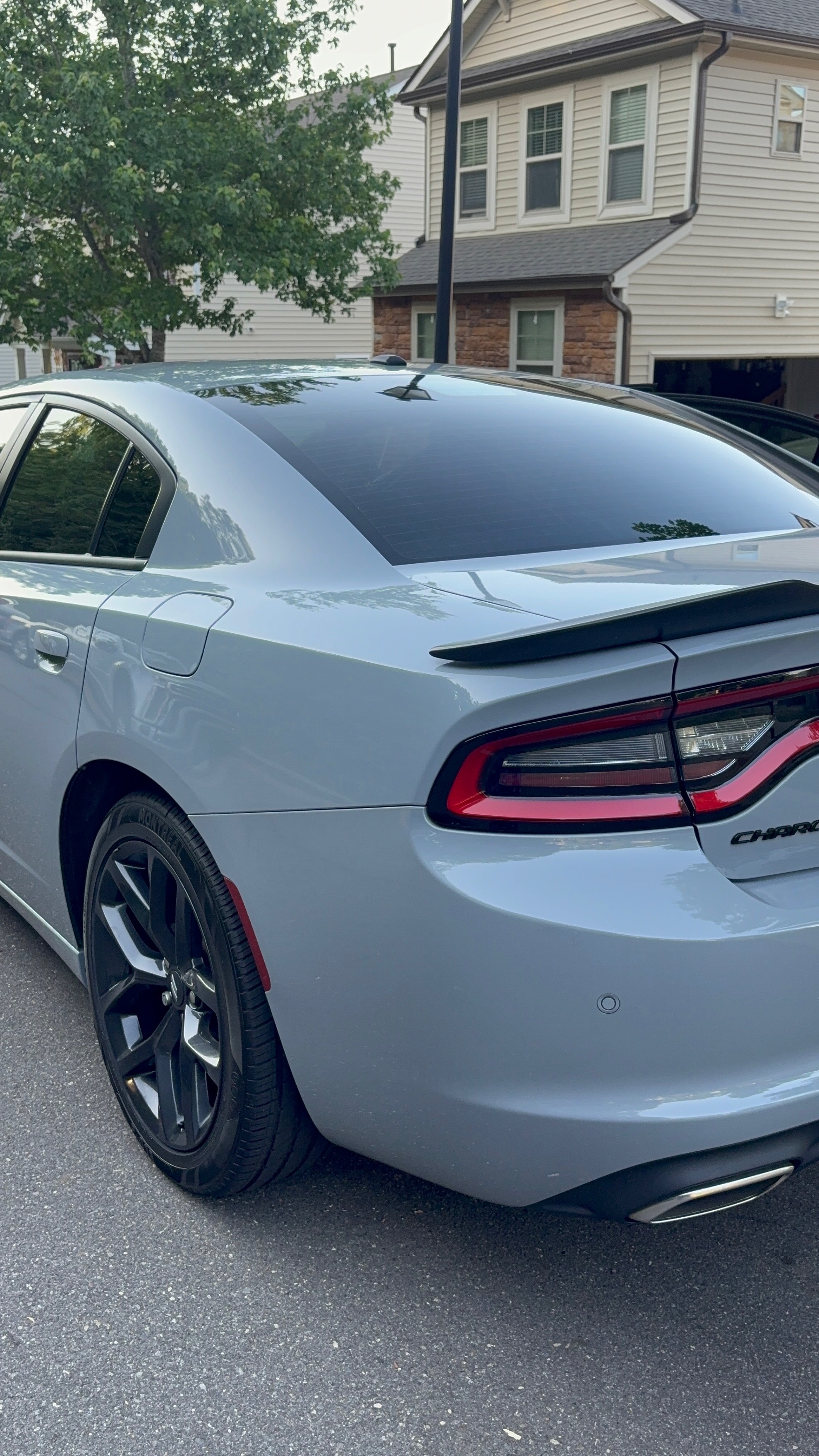 Rear three quarter view of a Dodge Charger